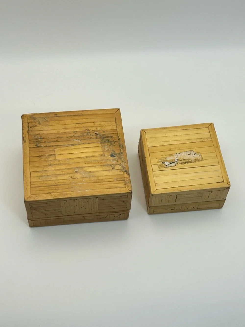 Vintage Bamboo Butterfly Inlay Trinket Box Set of 2 Keepsakes Philippines